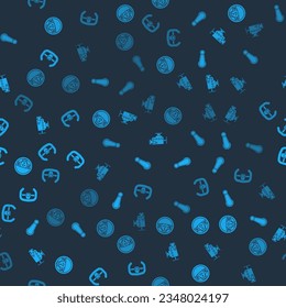 Set Steering wheel, Car door handle, engine and Sport steering on seamless pattern. Vector