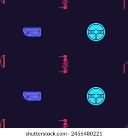 Ajuste el volante, la manija de la puerta del coche, el amortiguador y el limpiaparabrisas en el patrón inconsútil. Vector