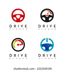 Set Of Steering Wheel, Drive Logo Design Inspiration