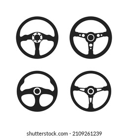 Set Steering Wheel silhouette. Car automobile accessories icon logo vector illustration