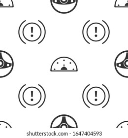Set Steering wheel, Speedometer and Brake system warning on seamless pattern. Vector