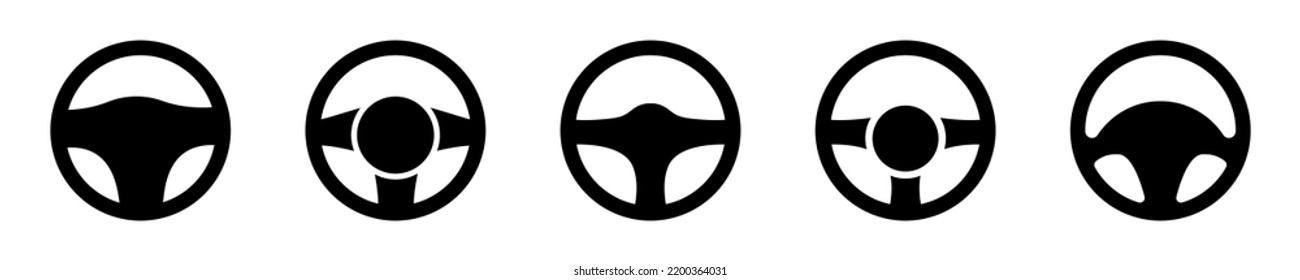 Set of steering wheel vector icons. Car wheel icon. Car control. Vector 10 EPS.