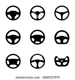 set of  steering wheel vector isolated on white background.