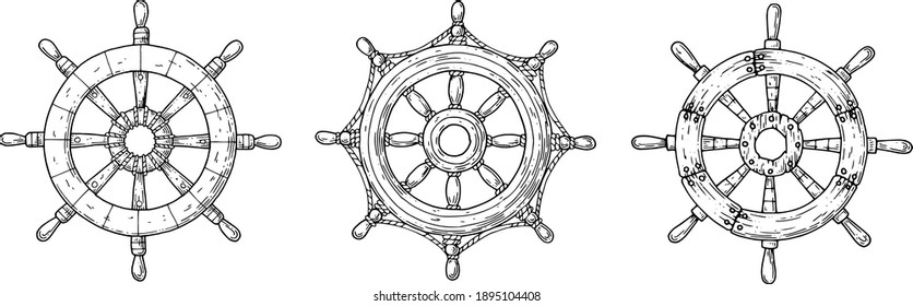 A set of steering wheels for the ship.