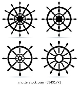 Set of steering wheels - vector