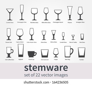 Set: stemware for alcoholic drinks