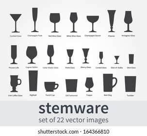 Set: stemware for alcoholic drinks