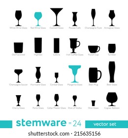 Set: stemware for alcoholic drinks