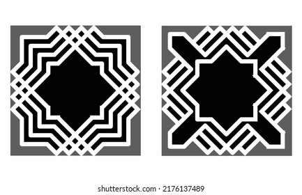 Set of stencil art of decorative islamic pattern for cutting. Black and white pattern. Laser cut stencil for paper, wood, plastic, metal, acrylic. EPS8 #28