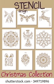 Set Of Stencil Design Templates. Christmas Collection. Vector Illustration