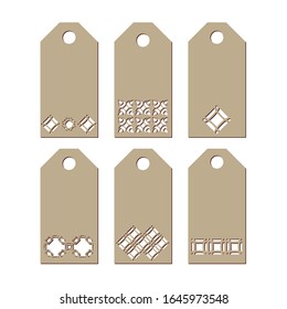 Set stencil labels with a carved openwork pattern on a white background . Image suitable for laser cutting, paper cutting etc