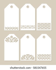 Set stencil labels with carved openwork pattern. Image suitable for laser cutting