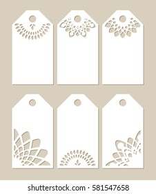 Set stencil labels with carved openwork pattern. Image suitable for laser cutting