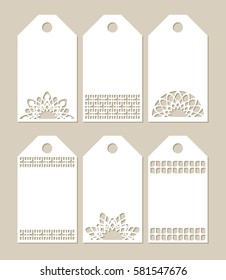 Set stencil labels with carved openwork pattern. Image suitable for laser cutting
