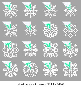 Set of stencil ornaments for hand made snowflake. Vector illustration