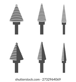 Conjunto de Ilustración vectorial de icono de broca de paso aislado sobre fondo blanco.