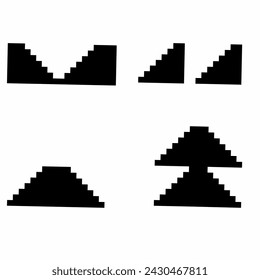 Set of step illustration icons for various black staircase Projects. on a white background