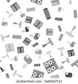 Set Stereo speaker , Gas stove , Electric heater  and Electric mixer  on seamless pattern. Vector