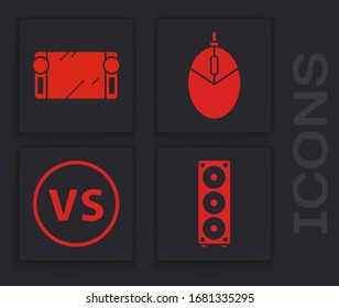Set Stereo speaker, Portable video game console, Computer mouse gaming and VS Versus battle icon. Vector