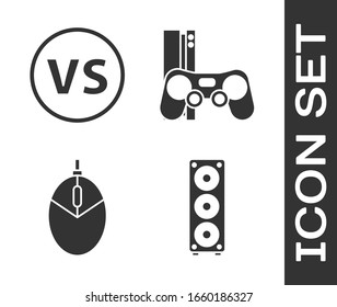 Set Stereo speaker, VS Versus battle, Computer mouse gaming and Game console with joystick icon. Vector