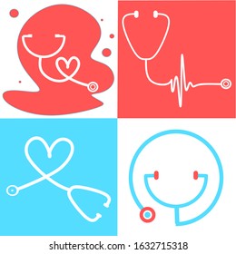 Set of Stethoscope icon in trendy flat style. Stethoscope icon page symbol for your web site design Stethoscope icon logo, app, UI. Stethoscope icon Vector illustration, EPS10. Medical and Health Care 