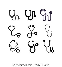 Set of stethoscope icons for medical use