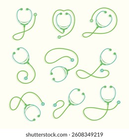 set of stethoscope medical and healthcare design