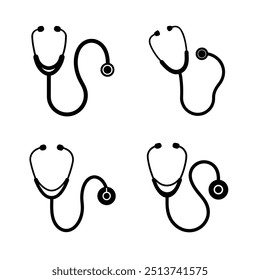 set of stethoscope silhouette vector design 