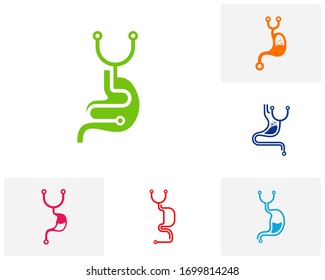 Set of Stethoscope Stomach logo vector template, Creative stomach logo design concepts