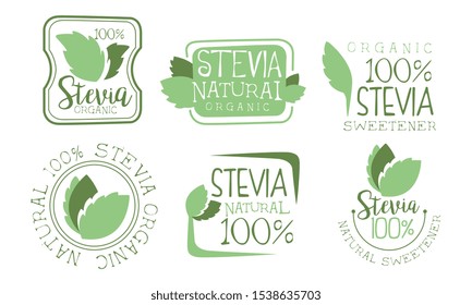 Set of stevia logos cartoon vector illustration