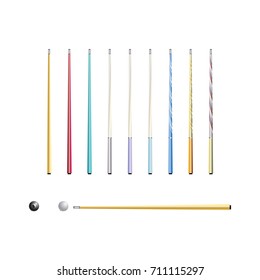 Set stick billiard. isolated white background