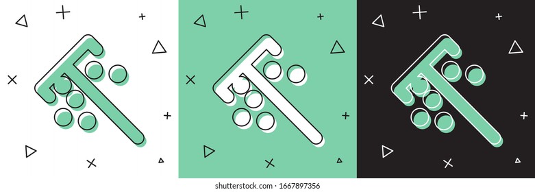 Ajuste el icono de Palo para fichas aisladas en fondo blanco y verde y negro. Juegos de casino. Ilustración vectorial