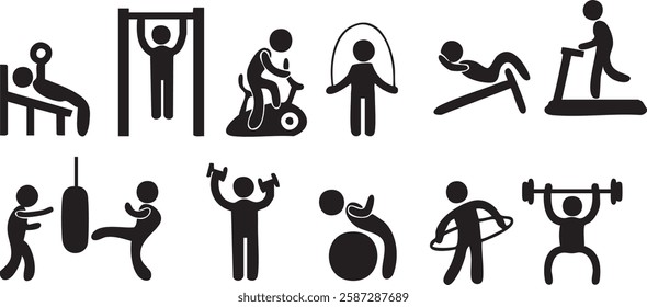 a set of stick figure icons depicting people doing various activities Adobe Illustrator Artwork vector illustration