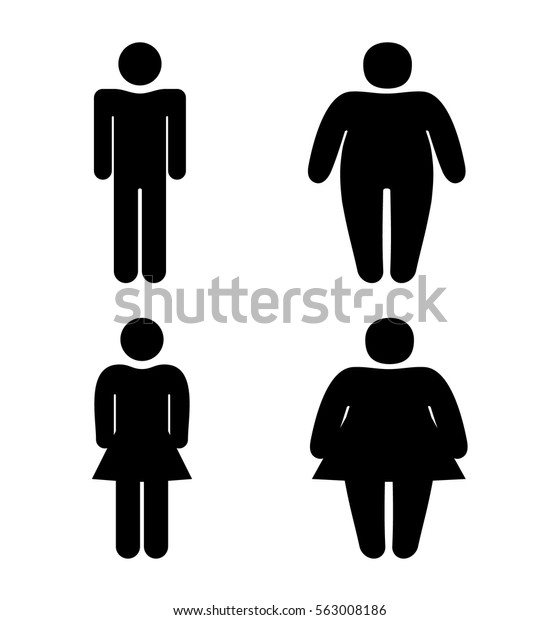 Set Stick Figure Obesity Man Woman Stock Vector (Royalty Free) 563008186