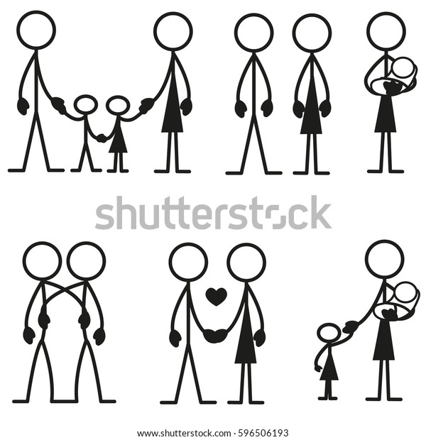 Set Stick Figure People Stock Vector (Royalty Free) 596506193