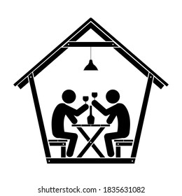 Set of stick figures, black mans silhouettes on a white background. Outdoor recreation, vector illustration.