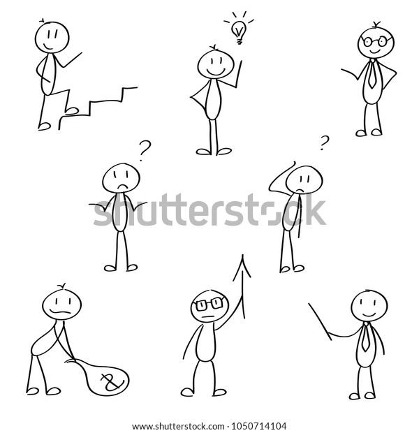 Set Stick Figures Business Presentation Vector Stock Vector (Royalty ...