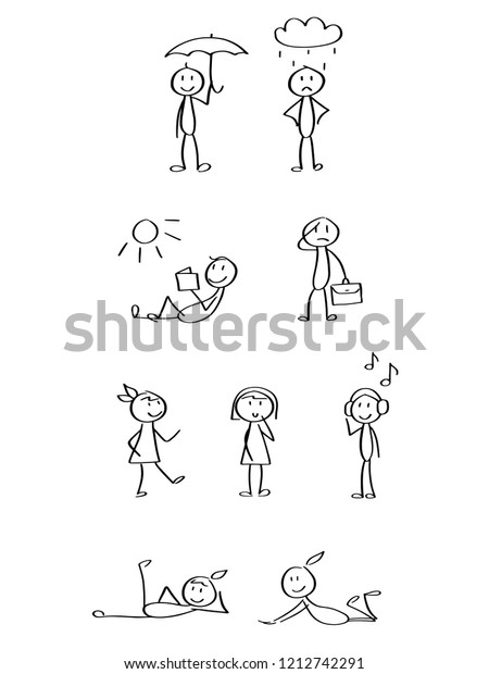 Set Stick Figures Expressing Different Emotions Stock Vector Royalty Free 1212742291 6799