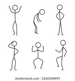 Set of stick figures. Presentation stick men. Different movements of the stick figures for your web site design, app, UI. EPS10.