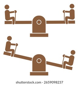 Set of stick figures swing balancer on a white background. Flat style, vector illustration. 