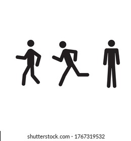 Poner a un hombre con palos en varias poses, caminar, correr, pararse