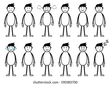 Set of stick men with different emotions