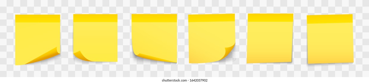 Set stick note isolated with shadow. Vector illustration.