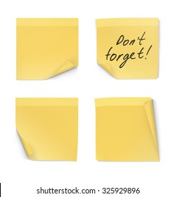 Set of stick notes with curl corner isolated on white background