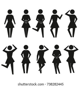 Set of stick women. Stick girl silhouette collection. Can use for apps and websites. Vector illustration