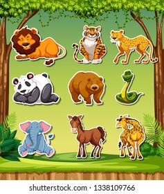 Set of sticker background illustration