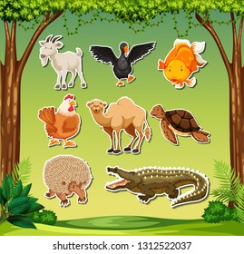 Set of sticker character illustration