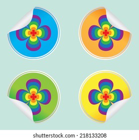 Set sticker with colors of rainbow