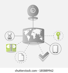 Set of sticker design. Global high-tech business concept