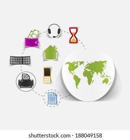 Set of sticker design. Global high-tech concept
